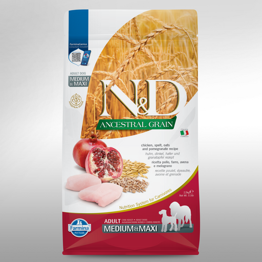 FARMINA N&D CHICKEN & POMEGRANATE ADULT MEDIUM & MAXI 5.5lb