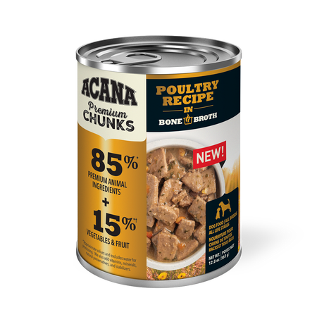 Acana Premium Chunks, Poultry Recipe in Bone Broth Wet Dog Food