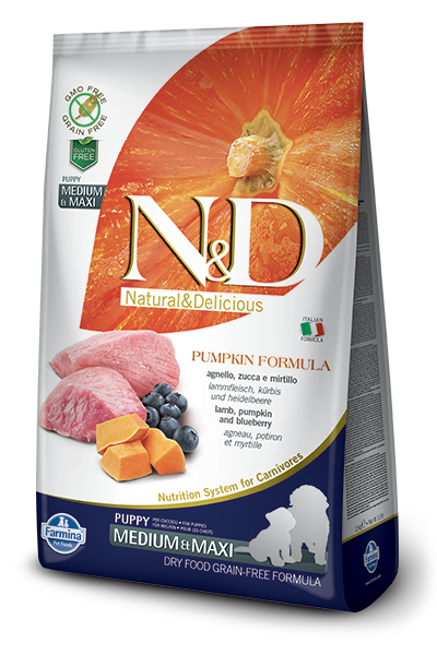 Farmina N&D Pumpkin Grain-Free Lamb & Blueberry Medium & Maxi Breed Puppy  Food