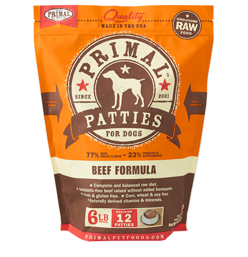 Primal Patties Raw Frozen Canine Beef Formula