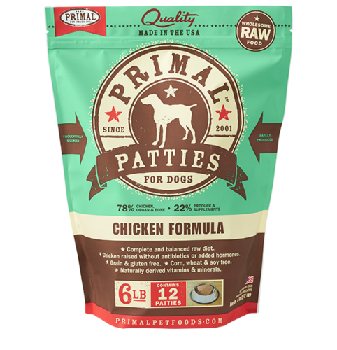Primal Patties Raw Frozen Canine Chicken Formula