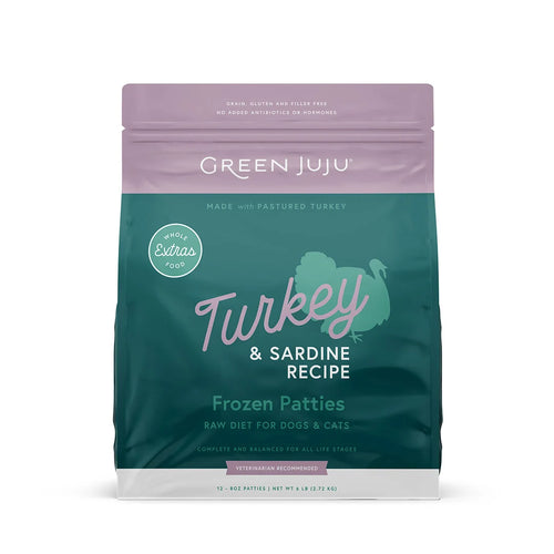 Green Juju Extras Turkey & Sardine - 6lb Frozen Patties