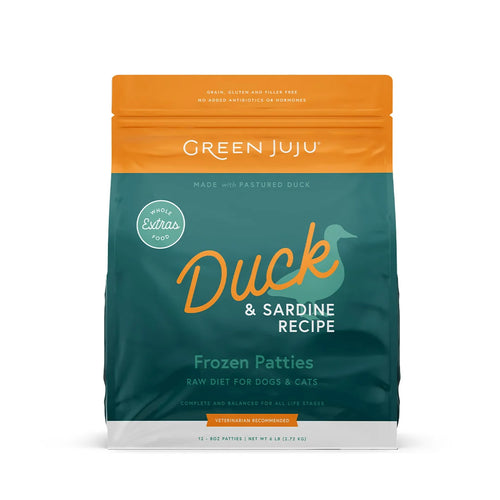 Green Juju Extras Duck & Sardine - 6lb Frozen Patties