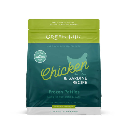 Green Juju Extras Chicken & Sardine - Frozen Patties - 6lb
