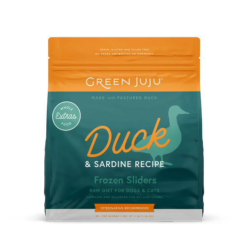Green Juju Extras Duck & Sardine - 3lb Frozen Sliders