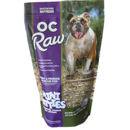 OC Raw Frozen Rabbit & Produce Mini Patty Sliders for Dogs - 4lb