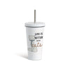White Cat Tumbler with Straw - White 16oz