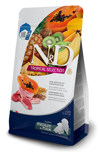 Farmina N&D Lamb, Spelt, Oats and Tropical Fruits Puppy Medium & Maxi Dry Dog Food - 22lb