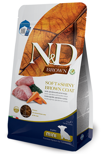 Farmina N&D Brown Coat Lamb, Norwegian Kelp, and carrot Puppy Mini Dry Dog Food - 3.3lb