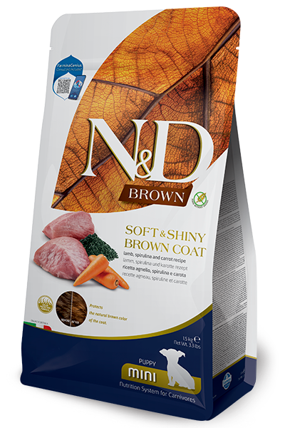 Farmina N&D Brown Coat Lamb, Norwegian Kelp, and carrot Puppy Mini Dry Dog Food - 3.3lb