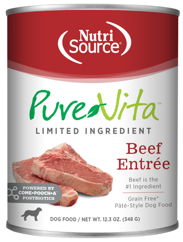 Pure Vita Beef Entrée Limited Ingredient Wet Dog Food - 12.3oz