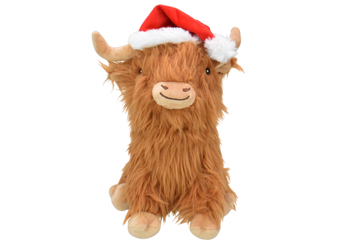 Highland Cow with Santa Hat Dog Toy