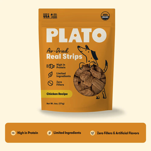 Plato Real Strips Organic Chicken Dog Treats