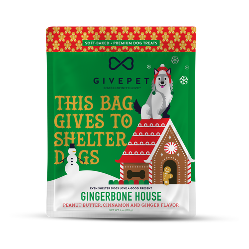 Gingerbone House Holiday Dog Treat - 6oz