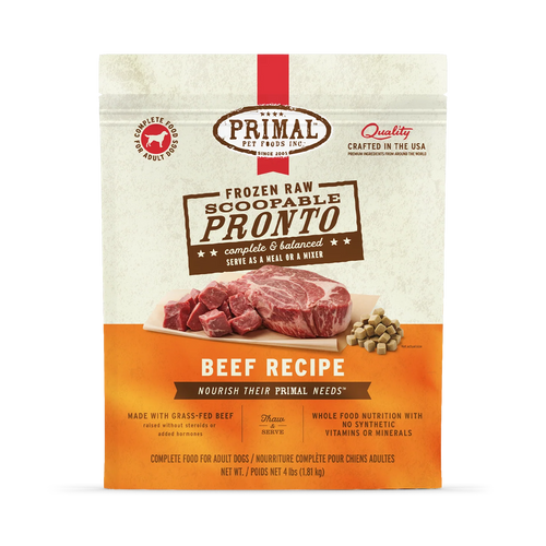 Primal Frozen Raw Scoopable Pronto Dog Food Beef Recipe - 12oz