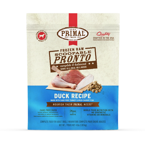 Primal Pet Foods Frozen Raw Scoopable Pronto Dog Food Duck Recipe - 4lb