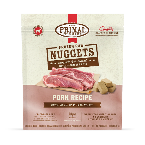 Primal Frozen Raw Nuggets Dog Food Pork Recipe