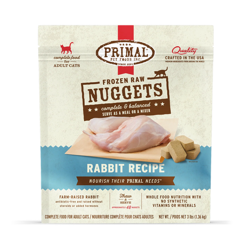 Primal Frozen Raw Nuggets Cat Food - Rabbit Recipe