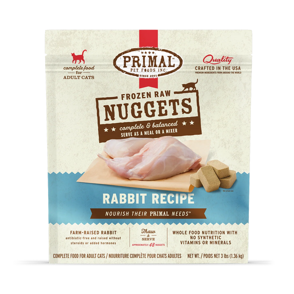 Primal Frozen Raw Nuggets Cat Food - Rabbit Recipe