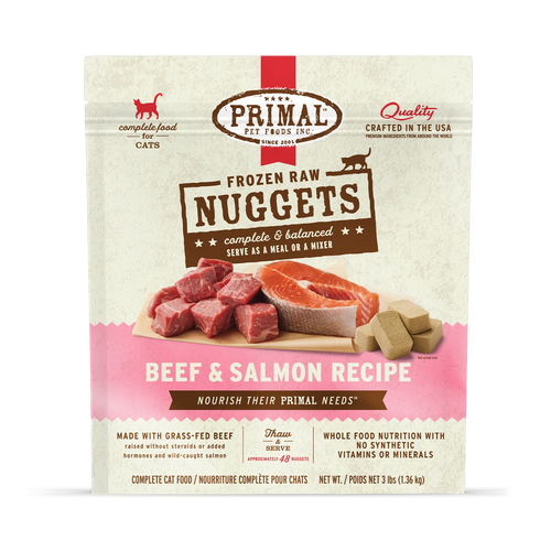 Primal Nuggets Raw Frozen Feline Beef & Salmon Formula