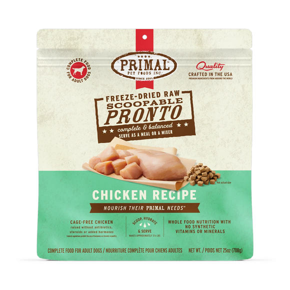 Primal Freeze-Dried Raw Scoopable Pronto Dog Food - Chicken Recipe