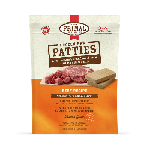 Primal Frozen Raw Patties Dog Food - Beef Recipe