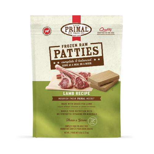 Primal Frozen Raw Patties Dog Food - Lamb Recipe