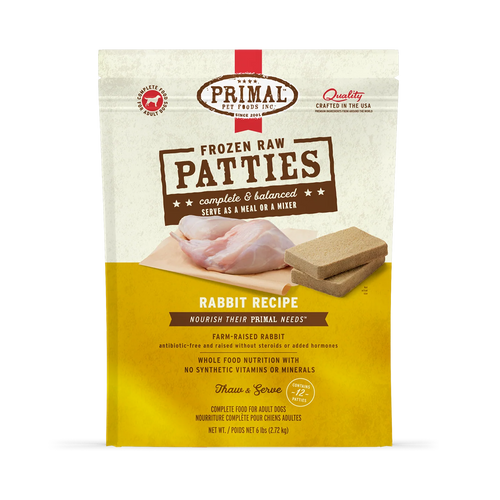 Primal Frozen Raw Patties Dog Food - Rabbit Recipe