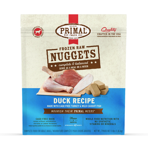 Primal Pet Foods Frozen Raw Nuggets Dog Food Duck Recipe - 3lb
