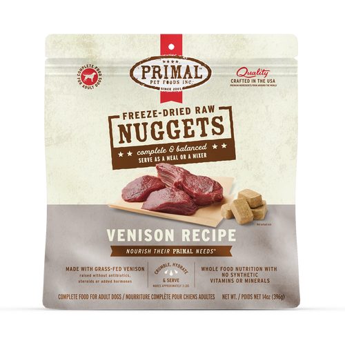 Primal Freeze-Dried Raw Nuggets Dog Food Venison Recipe - 14oz