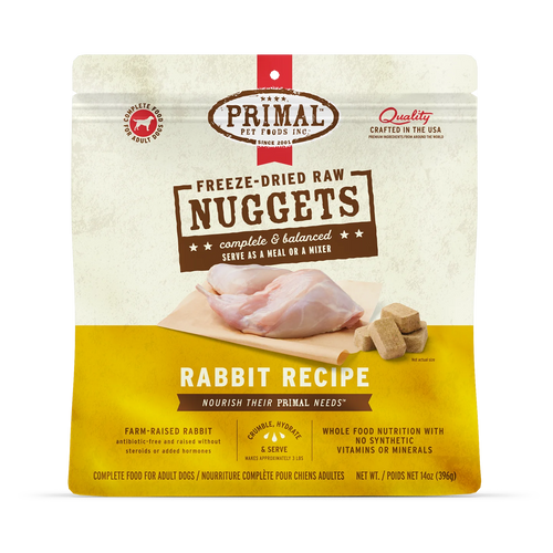 Primal Freeze-Dried Raw Nuggets Dog Food Rabbit Recipe - 14oz