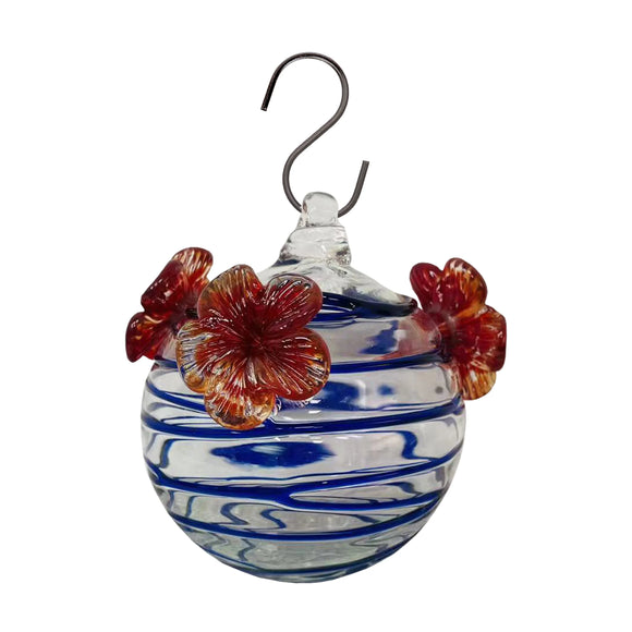 Artisan Recycled Glass 3-port Hummingbird Feeder