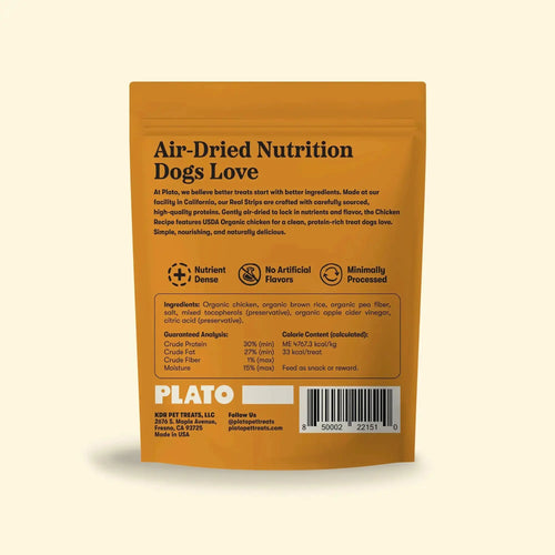 Plato Real Strips Organic Chicken Dog Treats