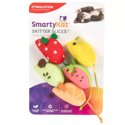 SmartyKat Skitter Slices Plush Catnip Mice Cat Toys, Set of 5