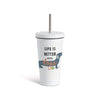 Dachshund Dog Tumbler with Straw - White 16oz
