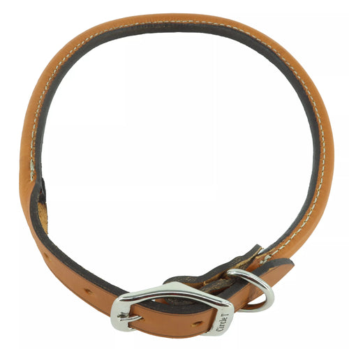 Leather round dog collar best sale