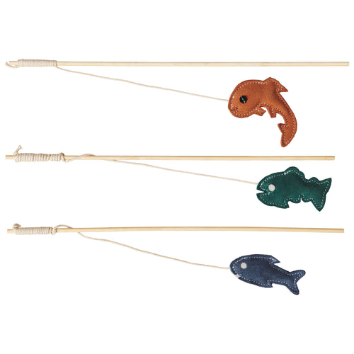 ETHICAL PRODUCTS DURA-FUSED LEATHER FISH WAND FOR CATS -  ASSORTED EACH