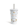 Life's a Treat Cat Tumbler with Straw - White 16oz