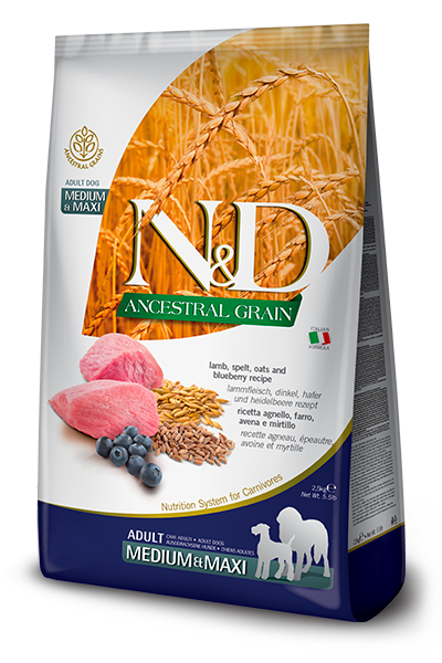 Farmina N&D Ancestral Grain Lamb & Blueberry Adult Medium & Maxi - 5.5lb