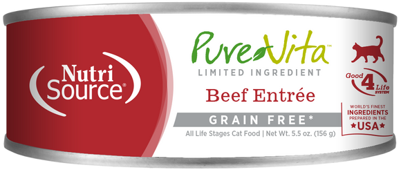 Pure Vita Beef Entrée Limited Ingredient Wet Cat Food - 5oz