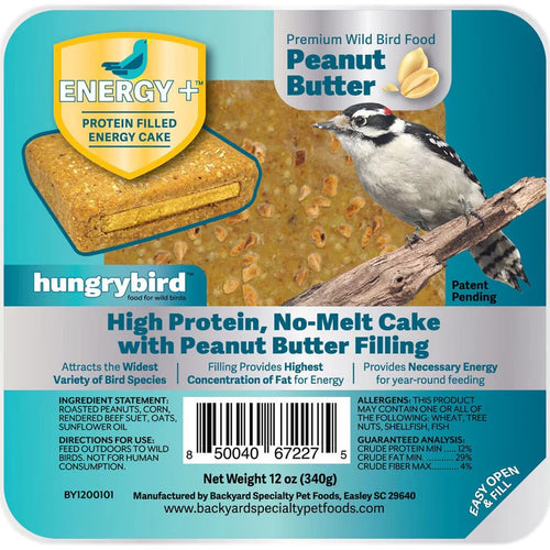 Hungrybird Energy+ Peanut Butter Filled Suet Cake 12 oz.
