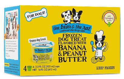 The Bear and the Rat Frozen Banana & Peanut Butter Dog Treat - 3.5oz, Pack of 4