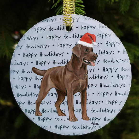 Chocolate Lab Christmas Ornament