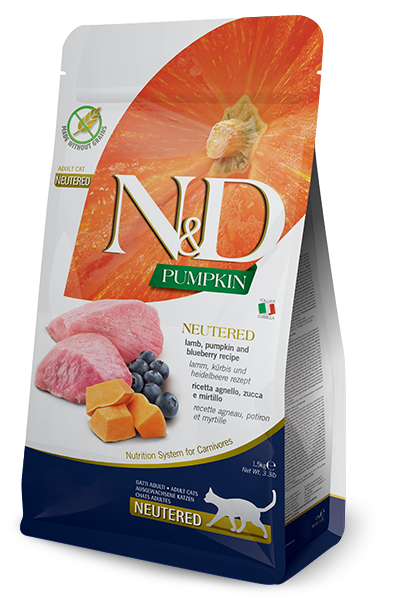 Farmina N&D Grain-Free Neutered, Lamb, Pumpkin and Blueberry Adult Cat Food