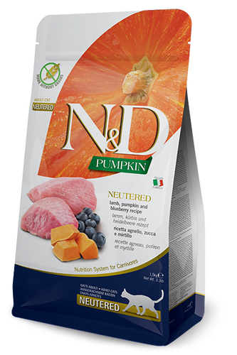 Farmina N&D Grain-Free Neutered, Lamb, Pumpkin and Blueberry Adult Cat Food