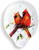 Watercolor Cardinal Birds Oval Spoon Rest Ceramic Stoneware