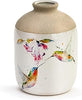 Hummingbirds in Flight Watercolor Ceramic Stoneware Vase