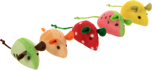 SmartyKat Skitter Slices Plush Catnip Mice Cat Toys, Set of 5
