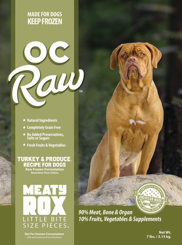 OC Raw Turkey & Produce Frozen Meaty Rox for Dogs - 3lb