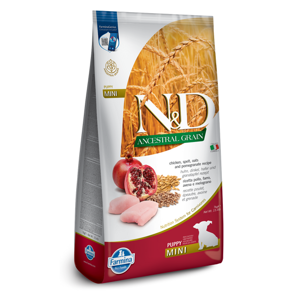 Farmina N&D Chicken & Pomegranate Puppy Mini Dry Dog Food - 15.4lb